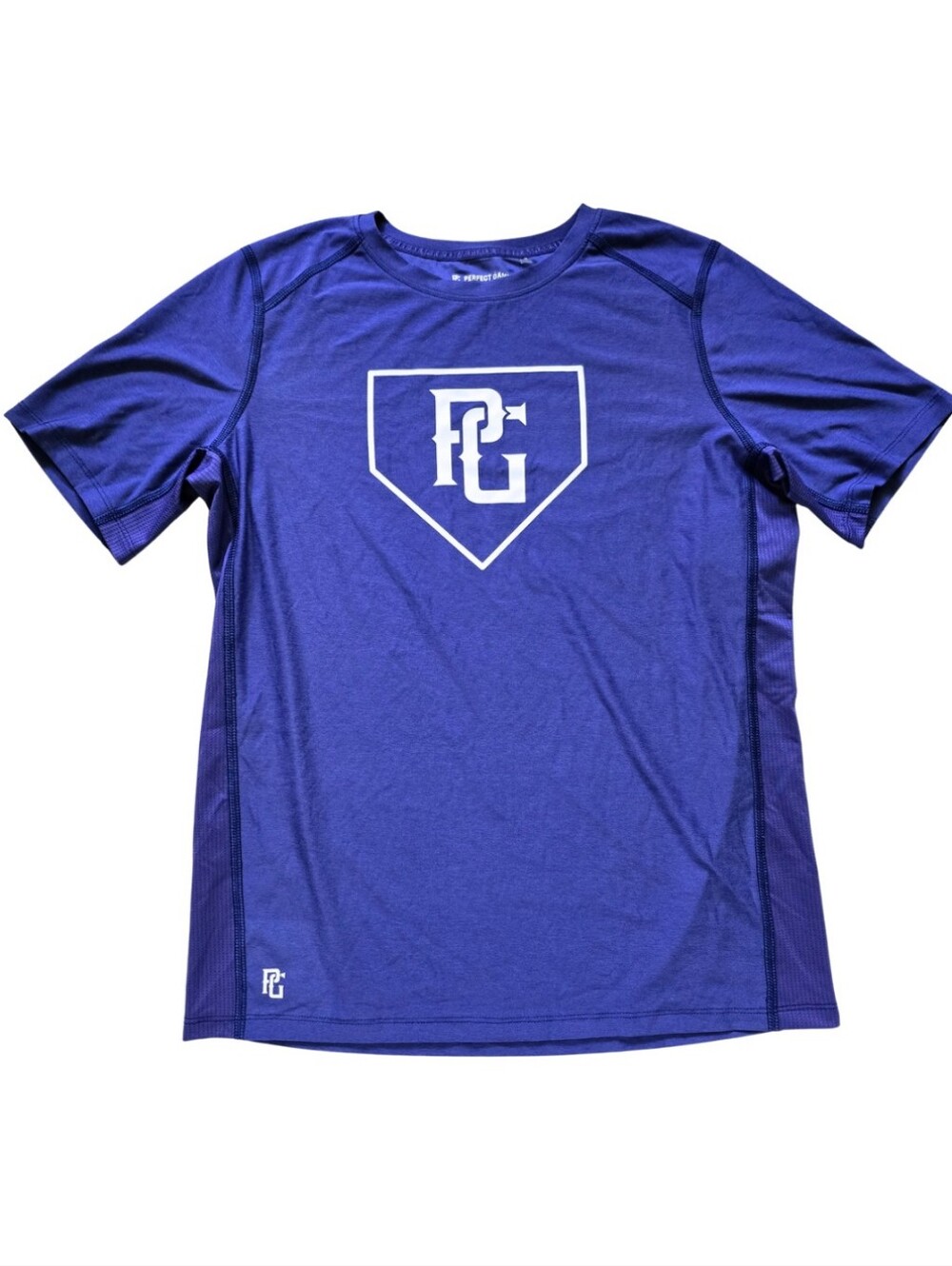 PERFECT GAME Youth Triple Play Short Sleeve Training Tee Purple Large 14-16